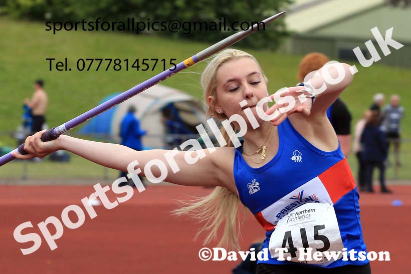 Womens under-20s javelin, 2022 Northern Senior and Under-20 Champs., Wavertree Athletics Centre, Liverpool. Photo: David T. Hewitson/Sports for All Pics